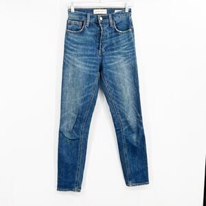 Denim Forum Aritzia The Yoko High Rise Slim Jeans Button Fly